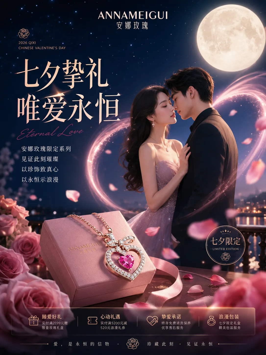 安娜玫瑰七夕挚礼永恒爱意海报