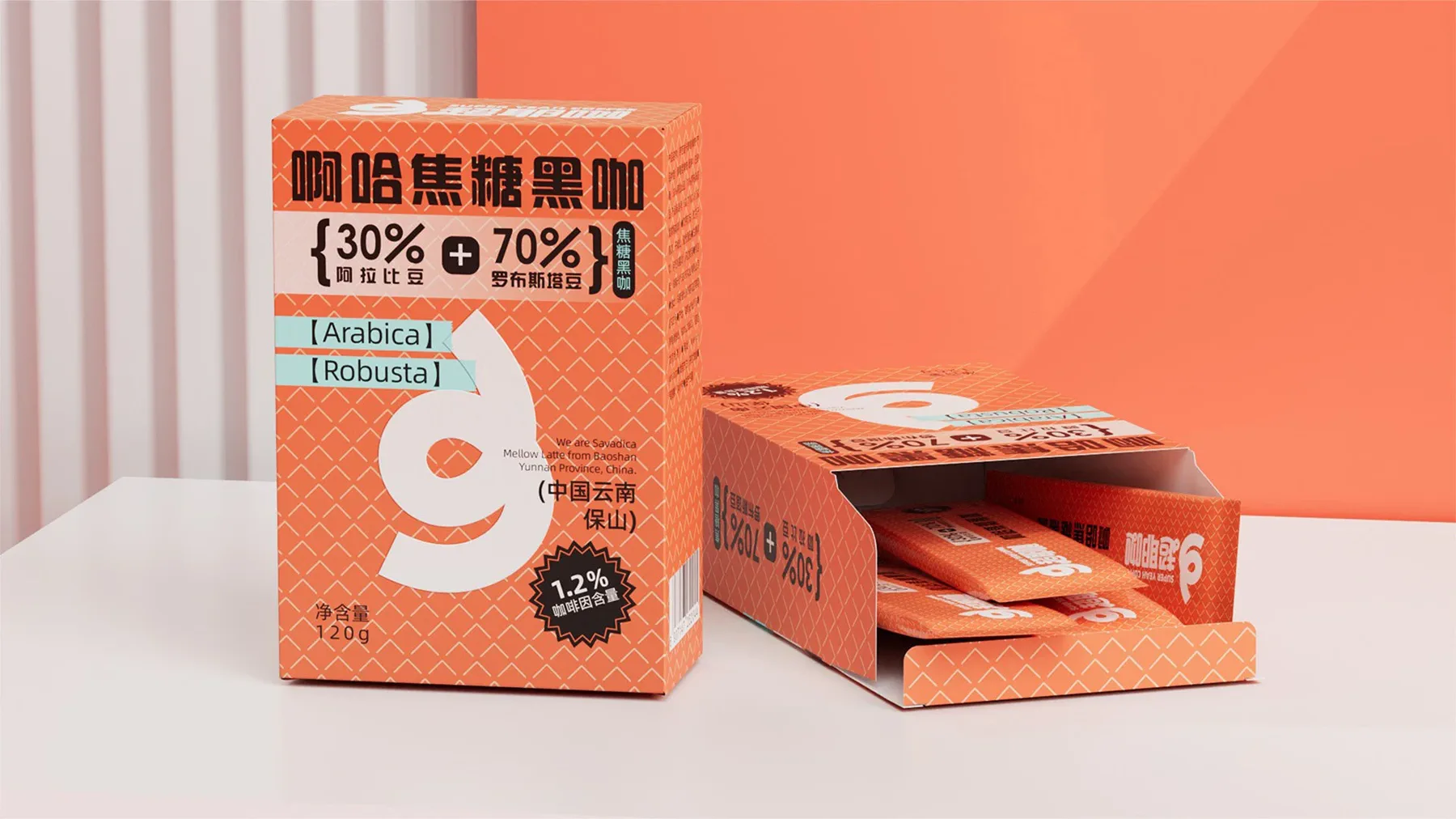 蓝色咖啡包装单品展示