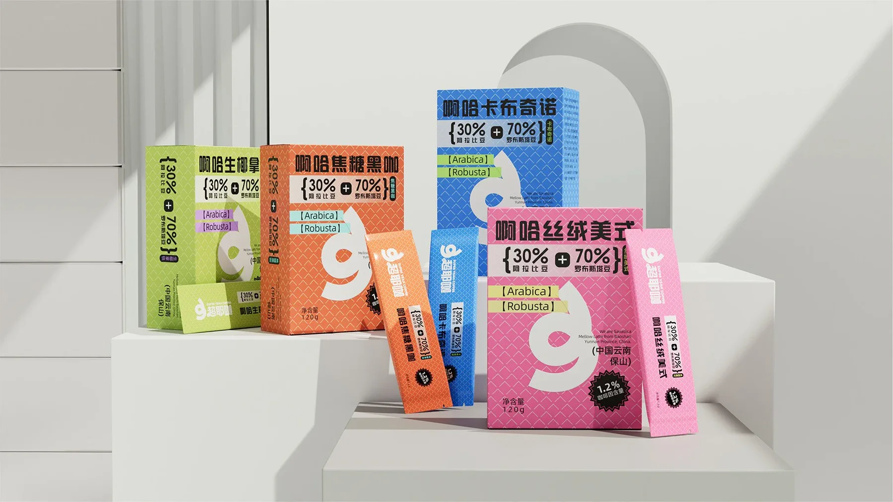 橙色咖啡包装与开盒结构